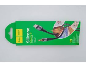 Кабель аудио HOCO UPA22 (штекер Lightning - вход AUX 3.5 mm (черный) 1м (силиконовый) (УЦЕНКА! МЯТАЯ УПАКОВКА)