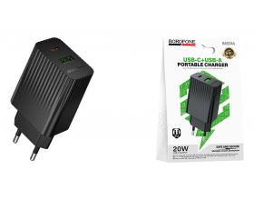 Сетевое зарядное устройство USB + USB-C BOROFONE BAS74A Source PD20W+QC3.0 (EU) черный