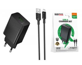 Сетевое зарядное устройство USB BOROFONE BAS72A Source QC3.0  (Micro) (EU), черный