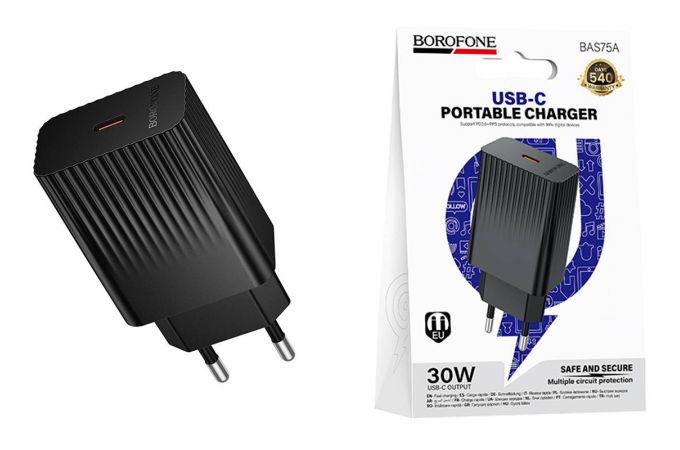 Сетевое зарядное устройство USB-C BOROFONE BAS75A Source PD30W зарядное устройство (EU) черный