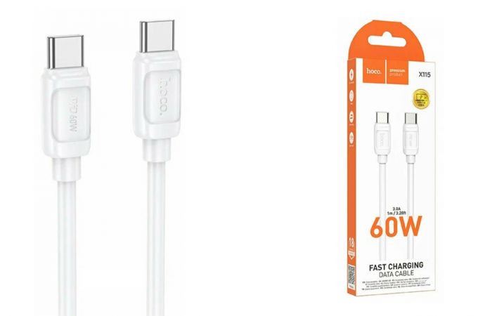 Кабель USB Type-C - USB Type-C HOCO X115 Surpass 60W белый
