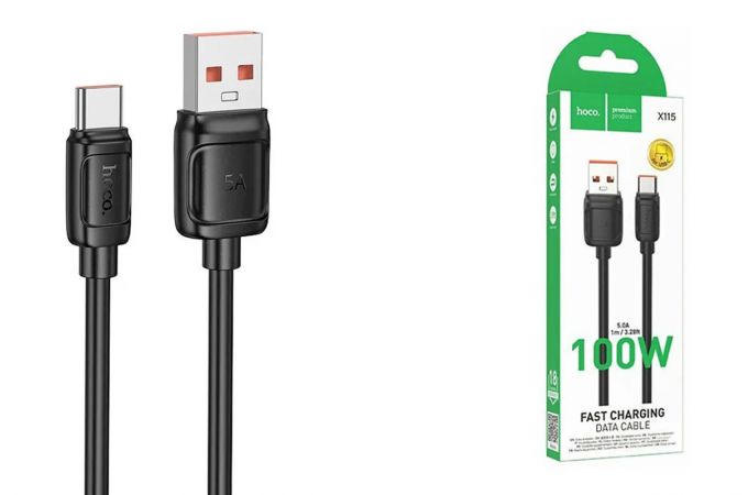 Кабель USB - USB Type-C HOCO X115 Surpass 100W черный