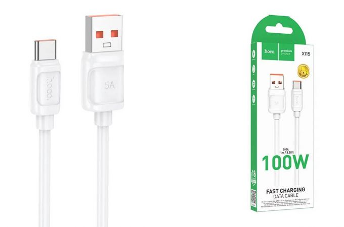 Кабель USB - USB Type-C HOCO X115 Surpass 100W белый