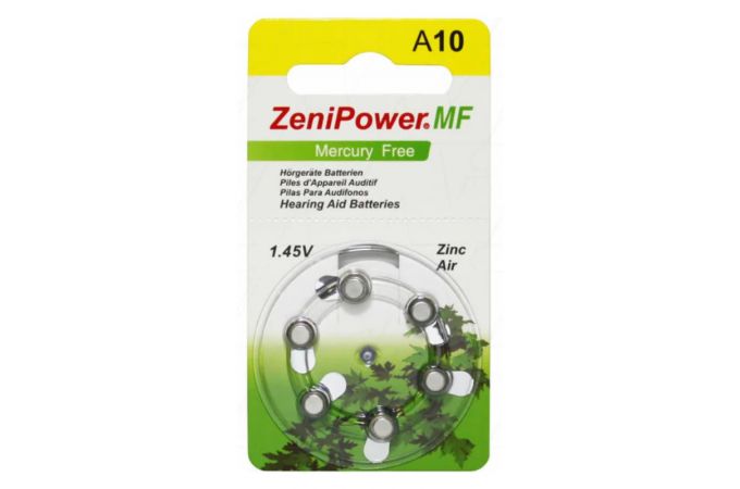 Батарейка часовая для слуховых аппаратов ZeniPower ZA10/6BL Hearing Aid Batteries (цена за блистер)