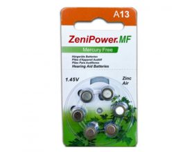 Батарейка часовая для слуховых аппаратов ZeniPower ZA13/6BL Hearing Aid Batteries (цена за блистер)