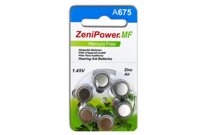 Батарейка часовая для слуховых аппаратов ZeniPower ZA675/6BL Hearing Aid Batteries (цена за блистер)