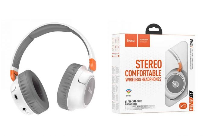 Наушники мониторные беспроводные HOCO W43 Adventure Bluetooth (белый)