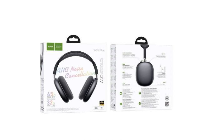 Наушники мониторные беспроводные HOCO W65 Plus Happy ANC (глубокий серый космос)