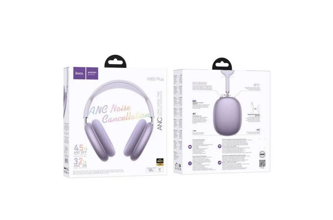 Наушники мониторные беспроводные HOCO W65 Plus Happy ANC (фиолетовый)