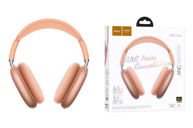 Наушники мониторные беспроводные HOCO W65 Plus Happy ANC (оранжевый)