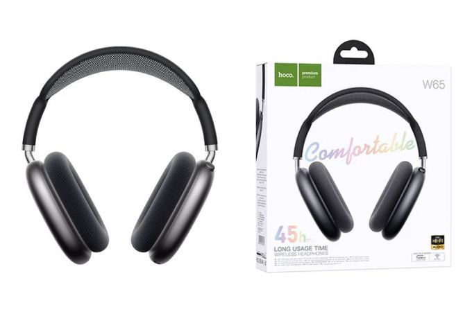 Наушники мониторные беспроводные HOCO W65 Happy (глубокий серый космос)