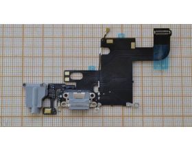 Шлейф для iPhone 6 (4.7) с разъемом зарядки + разъем гарнитуры + микрофон (серый)