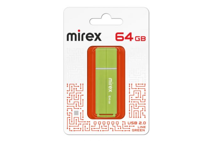 Флешка USB 2.0 Mirex LINE GREEN 64GB (ecopack)