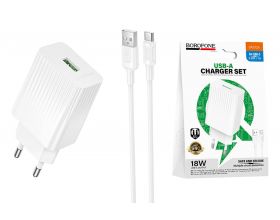 Сетевое зарядное устройство USB + кабель Type-C BOROFONE BAS72A Source QC3.0  белый