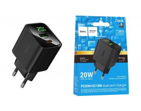 Сетевое зарядное устройство HOCO CS83A Excellent PD20W+QC3.0 с цифровым дисплеем (черный)