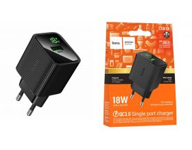 Сетевое зарядное устройство HOCO CS81A Excellent single port QC3.0 с цифровым дисплеем (черный)