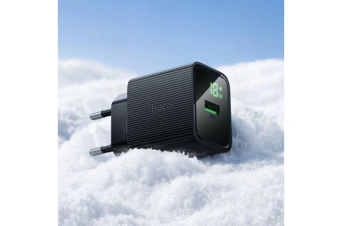 Сетевое зарядное устройство HOCO CS81A Excellent single port QC3.0 с цифровым дисплеем (черный)