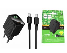 Сетевое зарядное устройство USB-C HOCO CS82A Excellent single port PD20W charger with digital display set (черное)