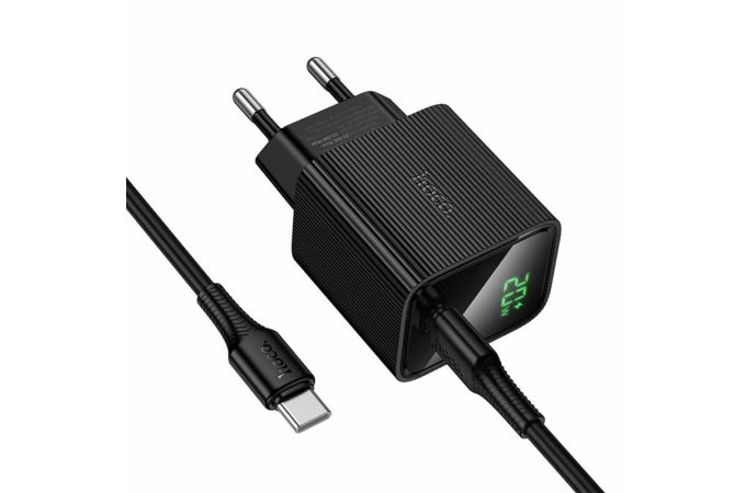 Сетевое зарядное устройство USB-C HOCO CS82A Excellent single port PD20W charger with digital display set (черное)