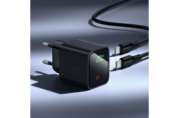 Сетевое зарядное устройство USB-C HOCO CS82A Excellent single port PD20W charger with digital display set (черное)