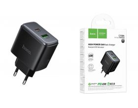Сетевое зарядное устройство USB + USB-C HOCO C158A Upgrade PD45W charger (черное)