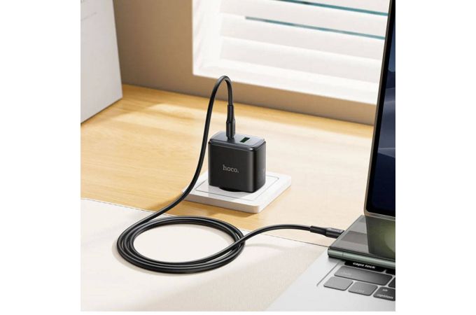 Сетевое зарядное устройство USB + USB-C HOCO C158A Upgrade PD45W charger (черное)