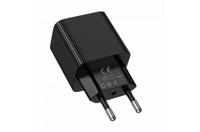 Сетевое зарядное устройство USB + USB-C HOCO CS84A Excellent PD30W+QC3.0 charger with digital display (черное)