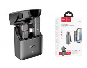 Микрофон беспроводной петличка HOCO S31 Stream wireless microphone + receiver Lightning серый