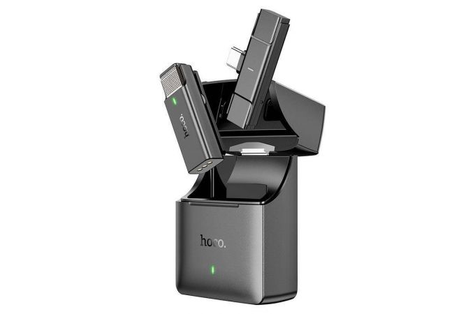 Микрофон беспроводной петличка HOCO S31 Stream wireless microphone + receiver Lightning серый