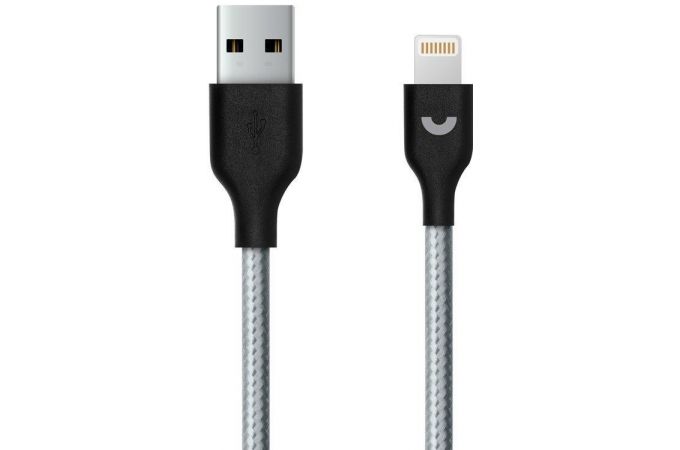 Кабель USB - Lightning Prime Line (7225) Apple 8-pin (серый) нейлон