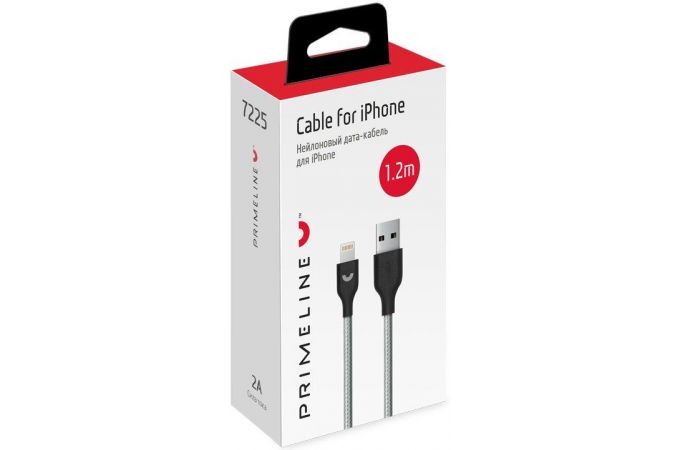 Кабель USB - Lightning Prime Line (7225) Apple 8-pin (серый) нейлон