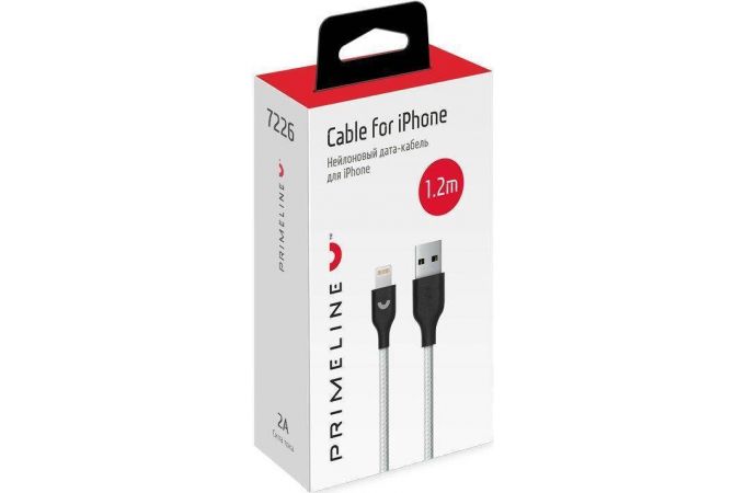 Кабель USB - Lightning Prime Line (7226) Apple 8-pin серебро нейлон