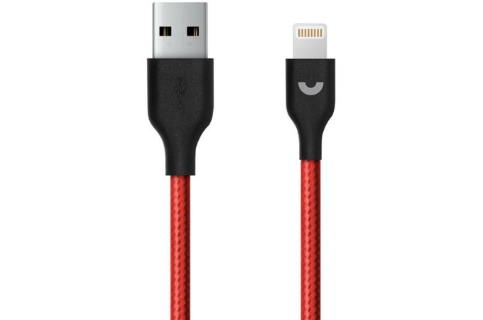 Кабель USB - Lightning Prime Line (7227) Apple 8-pin (красный) нейлон