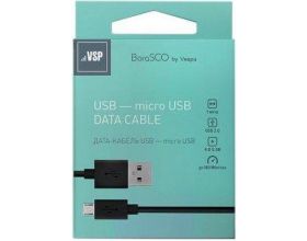 Кабель USB - MicroUSB BoraSCO (20549) 2A (черный) 2м (витой)