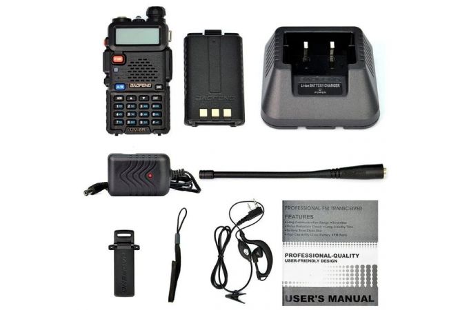 Рация Baofeng UV-5R двухдиапазонная UHF и VHF 5W, 128 каналов,  (400-520 +136-174 MHz) (LPD+PMR)