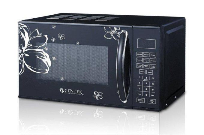 СВЧ печь CENTEK CT-1579 черная 700 Вт, 20 л, сенсор, рисунок-цветы