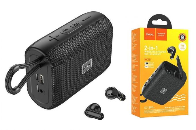 Портативная беспроводная колонка HOCO HC15 sports BT (черный) 2 в 1