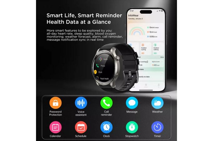 Смарт часы JoyRoom JR-FV1 Venture Series Smart Watch (Answer/Make Call) Sunset Grey
