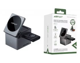 Беспроводное зарядное устройство ACEFAST E18 Rudik's Cube 3-in-1 Wireless Charging holder metal (Серый)