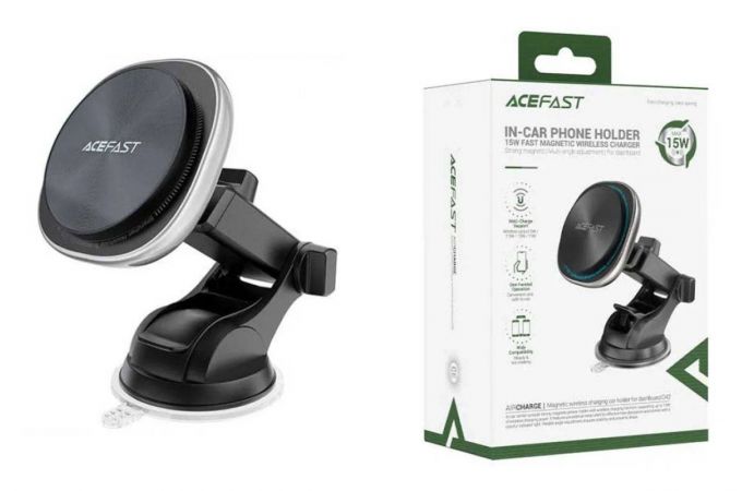 Держатель автомобильный для телефона MagSafe ACEFAST D42 magnetic wireless charging car holder for dashboard (Серебряный)