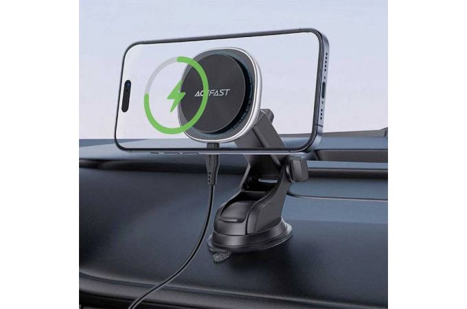Держатель автомобильный для телефона MagSafe ACEFAST D42 magnetic wireless charging car holder for dashboard (Серебряный)