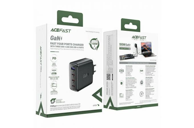 Сетевое зарядное устройство ACEFAST A94 PD100W GaN (3*USB-C+USB-A) (Черный)