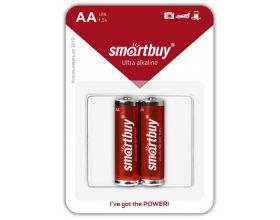 Батарейка алкалиновая Smartbuy LR6/AA BL2 цена за блистер 2 шт (SBBA-2A02B)