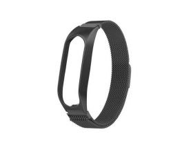 Браслет металлический для XIAOMI MI Band 4 (Миланское плетение)  цвет черный