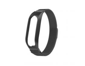 Браслет металлический для XIAOMI MI Band 4 (Миланское плетение)  цвет черный