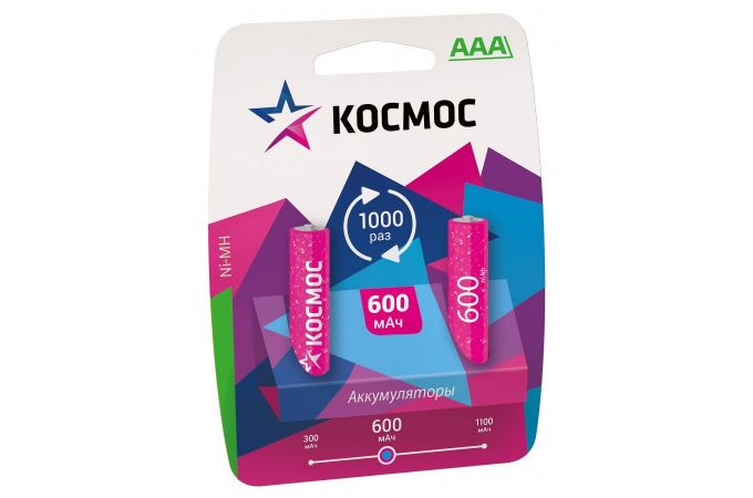 Аккумуляторы Космос R03 600mAh BL2 2/AAA 2шт