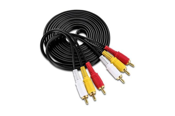 Кабель аудио видео 3 RCA (папа - папа) 3 м (RCA302)