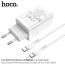 Сетевое зарядное устройство 2USB-C + кабель Type-C HOCO N23 PD45W+ QC 3.0 (белый)