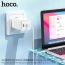 Сетевое зарядное устройство 2USB-C + кабель Type-C HOCO N23 PD45W+ QC 3.0 (белый)