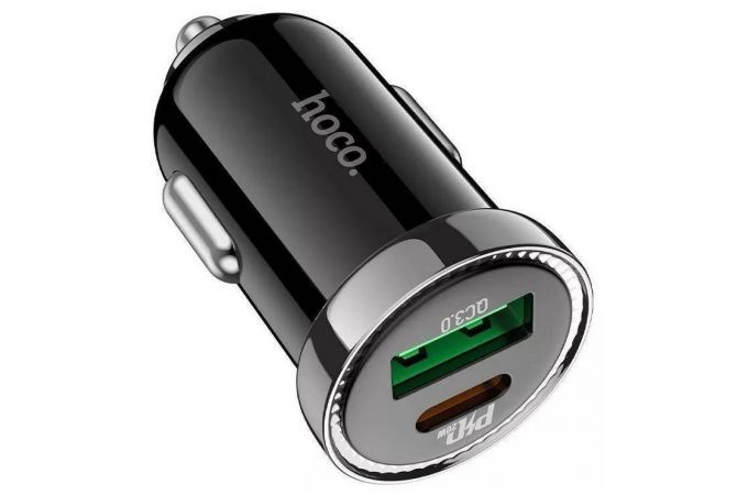Автомобильное зарядное устройство АЗУ USB + USB-C HOCO Z44 Leading PD20W+QC3.0 (черный)